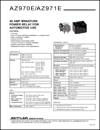 AZ971E-1B-24D datasheet: Nominal coil VCD: 24; 40Amp miniature power relay for automotive use AZ971E-1B-24D