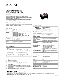 AZ850P1-4.5 datasheet: Microminiature polarised relay AZ850P1-4.5