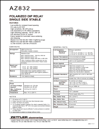 AZ832-2C-6DE datasheet: Nominal coil VCD: 6; polarised DIP relay single side stable AZ832-2C-6DE