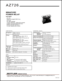 AZ726-1A-230A datasheet: Nominal coil VAC: 230; miniature power relay AZ726-1A-230A