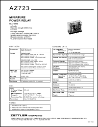 AZ723-2C-110A datasheet: Nominal coil VAC: 110; miniature power relay AZ723-2C-110A