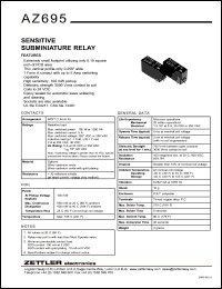 AZ695-12G datasheet: Nominal coil VCD: 12; sensitive subminiature relay AZ695-12G