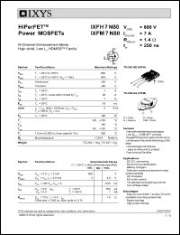 IXFH7N80 datasheet: 800V HiPerFET power MOSFET IXFH7N80