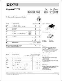 IXTM75N100 datasheet: 1000V HiPerFET power MOSFET IXTM75N100