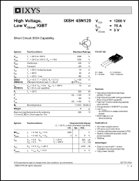 IXSH45N120 datasheet: 1200V fast recovery epitaxial diode (FRED) IXSH45N120