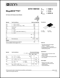 IXTH14N100 datasheet: 1000V MegaMOS FET IXTH14N100