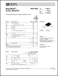 IRFP460 datasheet: 500V MegAMOS power MOSFET IRFP460