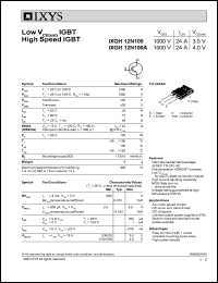 IXGH12N100 datasheet: 1000V low voltage high speed IGBT IXGH12N100