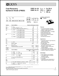 DSEI2X30-12B datasheet: 1200V fast recovery epitaxial diode (FRED) DSEI2X30-12B