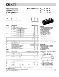 MEK350-02DA datasheet: 200V fast recovery epitaxial diode (FRED) module MEK350-02DA