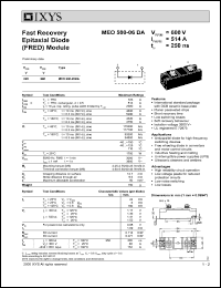 MEO500-06DA datasheet: 600V fast recovery epitaxial diode (FRED) module MEO500-06DA