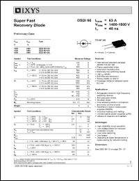 DSDI60-14A datasheet: 1400V fast recovery epitaxial diode (FRED) module DSDI60-14A