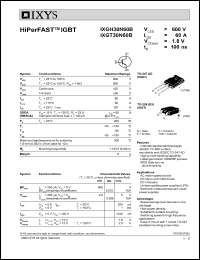 IXGH30N60B datasheet: 600V HiPerFAST IGBT IXGH30N60B