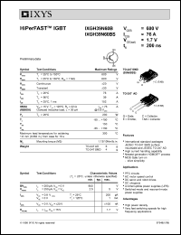 IXGH39N60B datasheet: 600V HiPerFAST IGBT IXGH39N60B