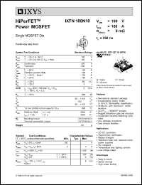 IXFN180N10 datasheet: 100V HiPerFET power MOSFET IXFN180N10