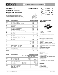 IXFN230N10 datasheet: 100V HiPerFET power MOSFET single die MOSFET IXFN230N10