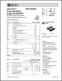 IXFN280N07 datasheet: 70V HiPerFET power MOSFET IXFN280N07