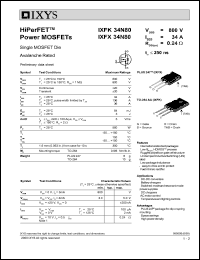IXFK34N80 datasheet: 800V HiPerFET power MOSFET IXFK34N80