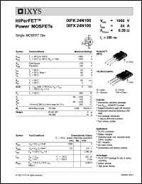 IXFK24N100 datasheet: 1000V HiPerFET power MOSFET IXFK24N100