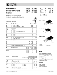 IXFH15N100Q datasheet: 1000V HiPerFET power MOSFET Q-class IXFH15N100Q