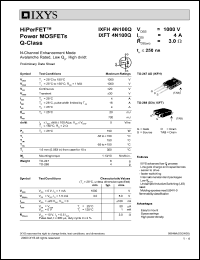 IXFH4N100Q datasheet: 1000V HiPerFET power MOSFET Q-class IXFH4N100Q