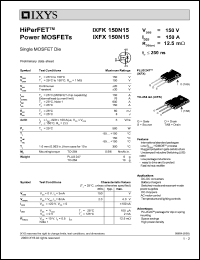 IXFX150N15 datasheet: 150V HiPerFET power MOSFET IXFX150N15