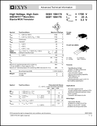 IXBH16N170 datasheet: 1700V high voltage, high gain BIMOSFET monolithic bipolar MOS transistor IXBH16N170