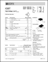 IXGH45N120 datasheet: 1200V IGBT IXGH45N120