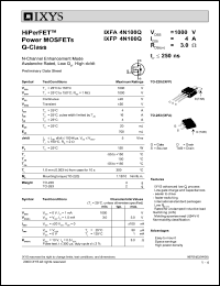 IXFA4N100Q datasheet: 1000V HiPerFET power MOSFET Q-class IXFA4N100Q