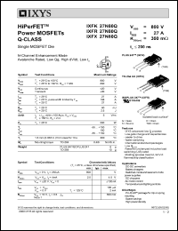 IXFK27N80Q datasheet: 800V HiPerFET power MOSFET Q-class IXFK27N80Q