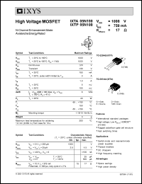 IXTP05N100 datasheet: 1000V high voltage MOSFET IXTP05N100