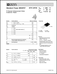 IXTH24P20 datasheet: 200V standard power MOSFET IXTH24P20