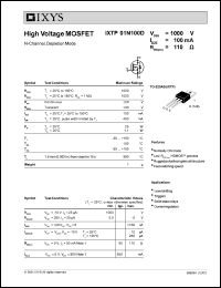 IXTP01N100D datasheet: 1000V high voltage MOSFET IXTP01N100D