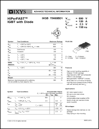 IXGB75N60BD1 datasheet: 600V HiPerFAST IGBT with diode IXGB75N60BD1