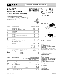 IXFT12N100F datasheet: 1000V HiPerRF power MOSFET IXFT12N100F