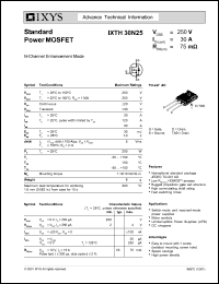 IXTH30N25 datasheet: 250V standard power MOSFET IXTH30N25
