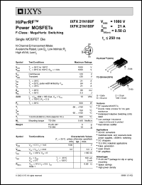 IXFK21N100F datasheet: 1000V HiPerRF power MOSFET IXFK21N100F