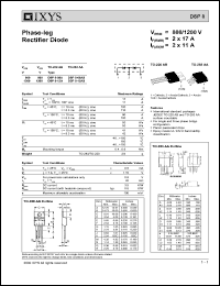 DSP8-08A datasheet: 1200V phase-leg rectifier diode DSP8-08A