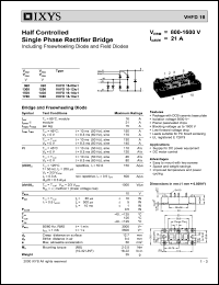 VHFD16-12IO1 datasheet: 1200V half controlled single phase rectifier bridge VHFD16-12IO1