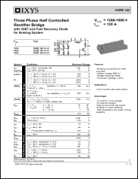 VVZB120-12IO1 datasheet: 1200V three phase rectifier bridge VVZB120-12IO1