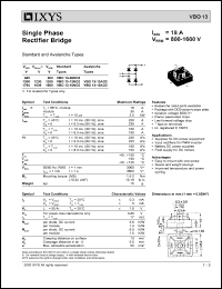 VBO13-12AO2 datasheet: 1200V single phase rectifier bridge VBO13-12AO2