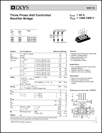 VVZ12-12IO1 datasheet: 1600V three phase rectifier bridge VVZ12-12IO1