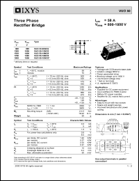VUO50-08NO3 datasheet: 800V three phase rectifier bridge VUO50-08NO3
