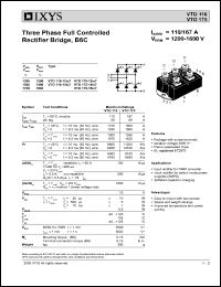 VTO110-12IO7 datasheet: 1200V three phase full controlled rectifier bridge VTO110-12IO7