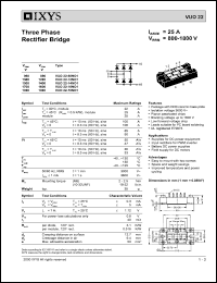 VUO22-14NO1 datasheet: 1400V three phase rectifier bridge VUO22-14NO1