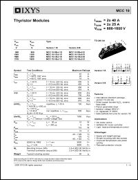 MCC19-12IO1 datasheet: 1200V thyristor module MCC19-12IO1