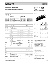 MCC72-08IO1B datasheet: 800V thyristor modules thyristor/diode module MCC72-08IO1B