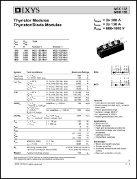 MCC132-16IO1 datasheet: 1600V thyristor modules thyristor/diode module MCC132-16IO1