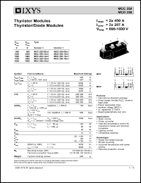 MCC250-08IO1 datasheet: 800V thyristor modules thyristor/diode module MCC250-08IO1