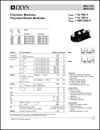 MCC310-18IO1 datasheet: 1800V thyristor modules thyristor/diode module MCC310-18IO1